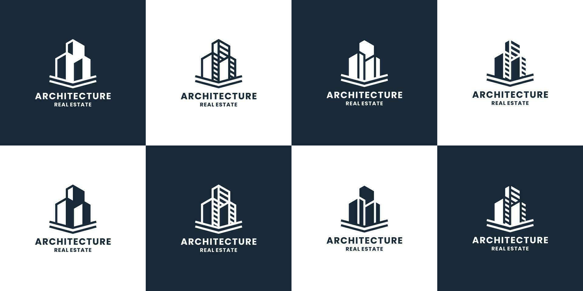 einstellen von kreativ Gebäude die Architektur Logo Design Inspiration vektor