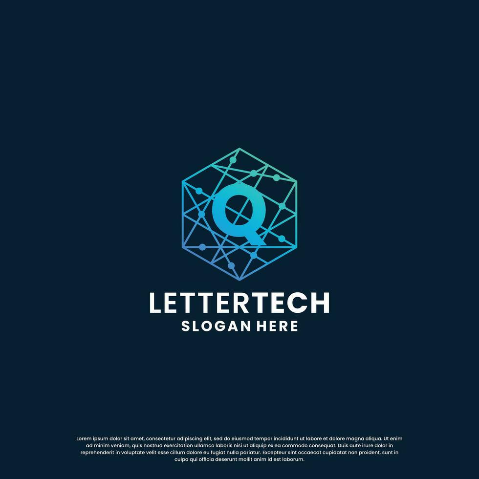 företag brev q logotyp design för teknologi, labb, vetenskap, datoranvändning företag vektor