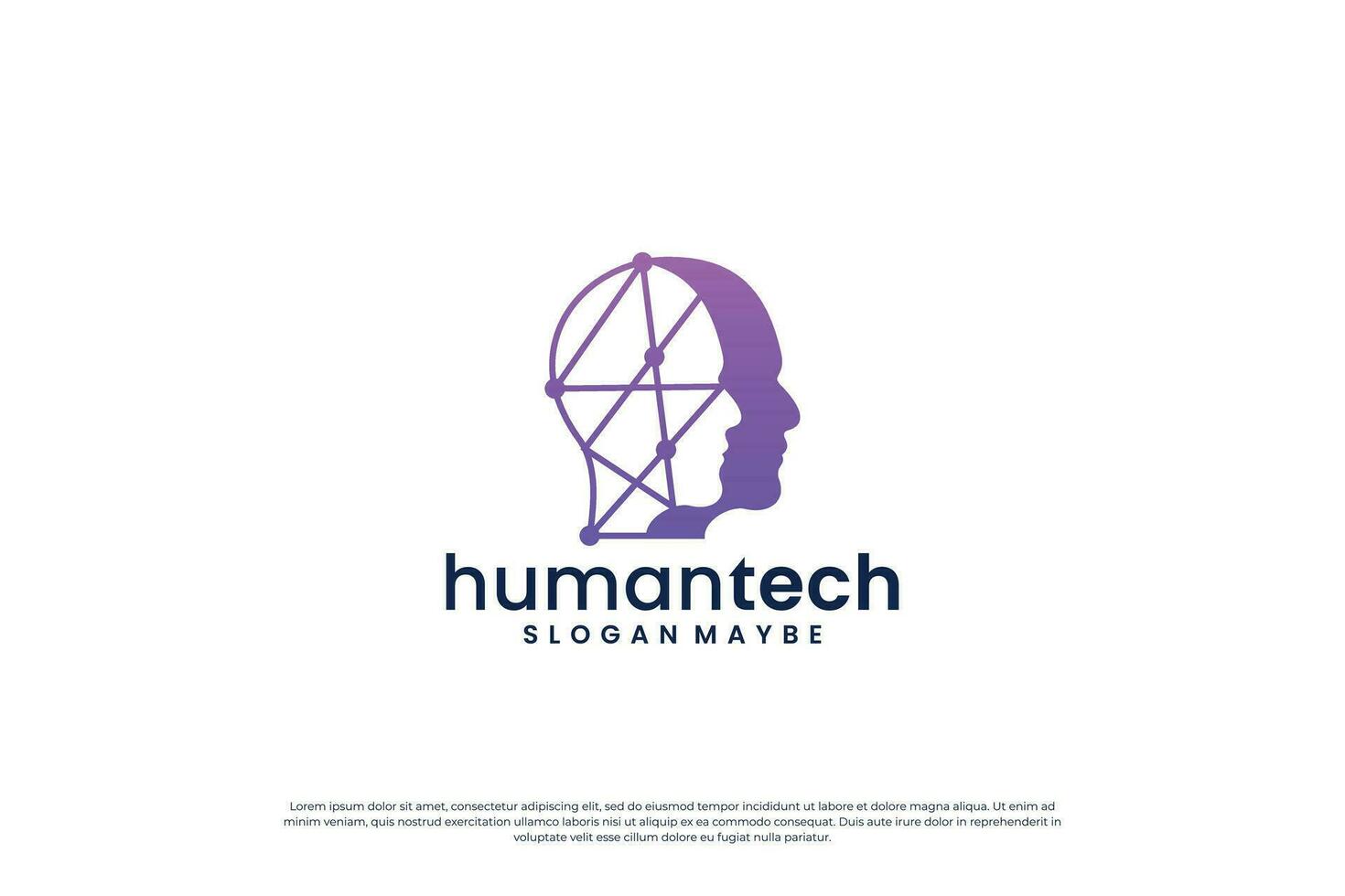 digital mänsklig huvud förbindelse logotyp design inspiration för artificiell intelligens. vektor