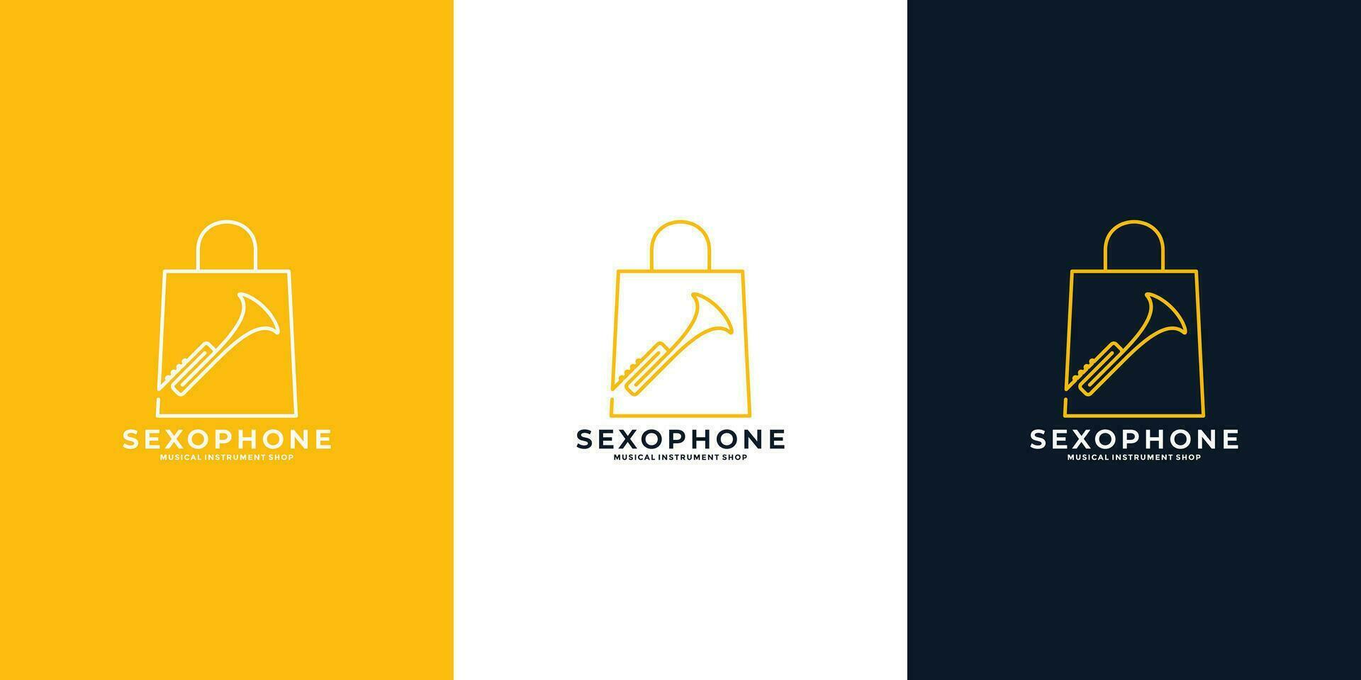 Saxophon Geschäft Logo Design Vorlage minimalistisch sauber vektor