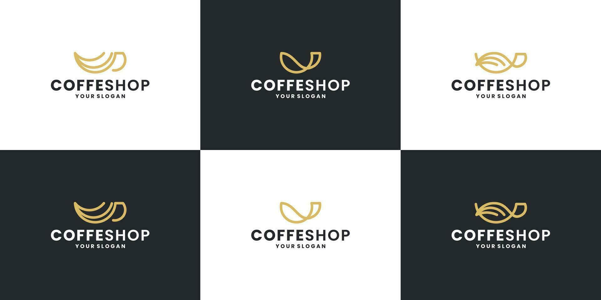 kreativ kaffe affär med kreativ kaffe kopp logotyp design samlingar vektor