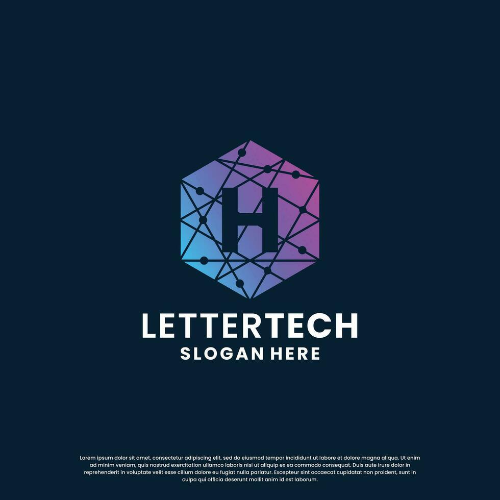 modern Brief h Technologie Logo Design mit Gradient Farbe vektor