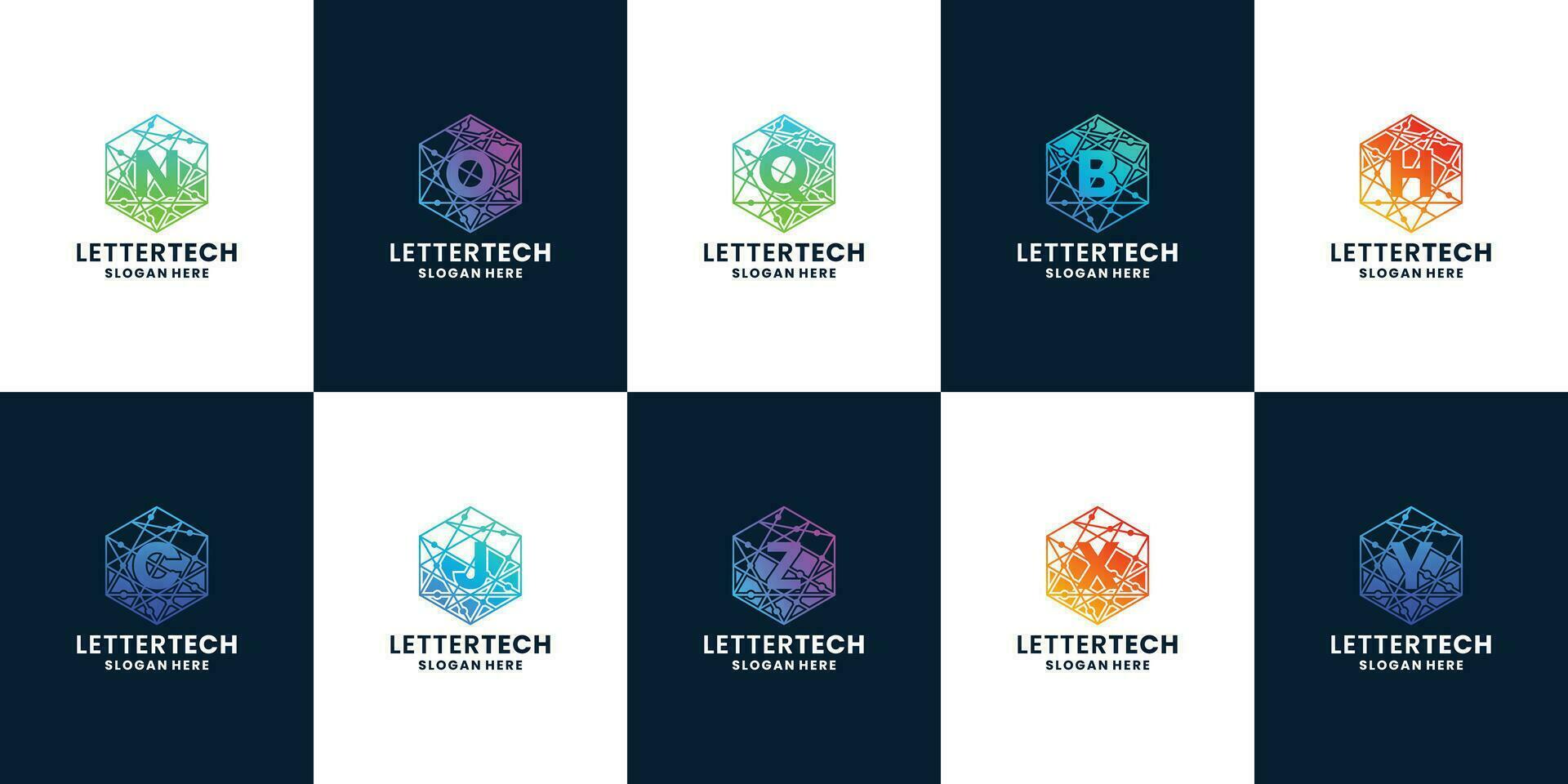 modern Brief ein zu z Logo Technologie mit Gradient Farbe vektor