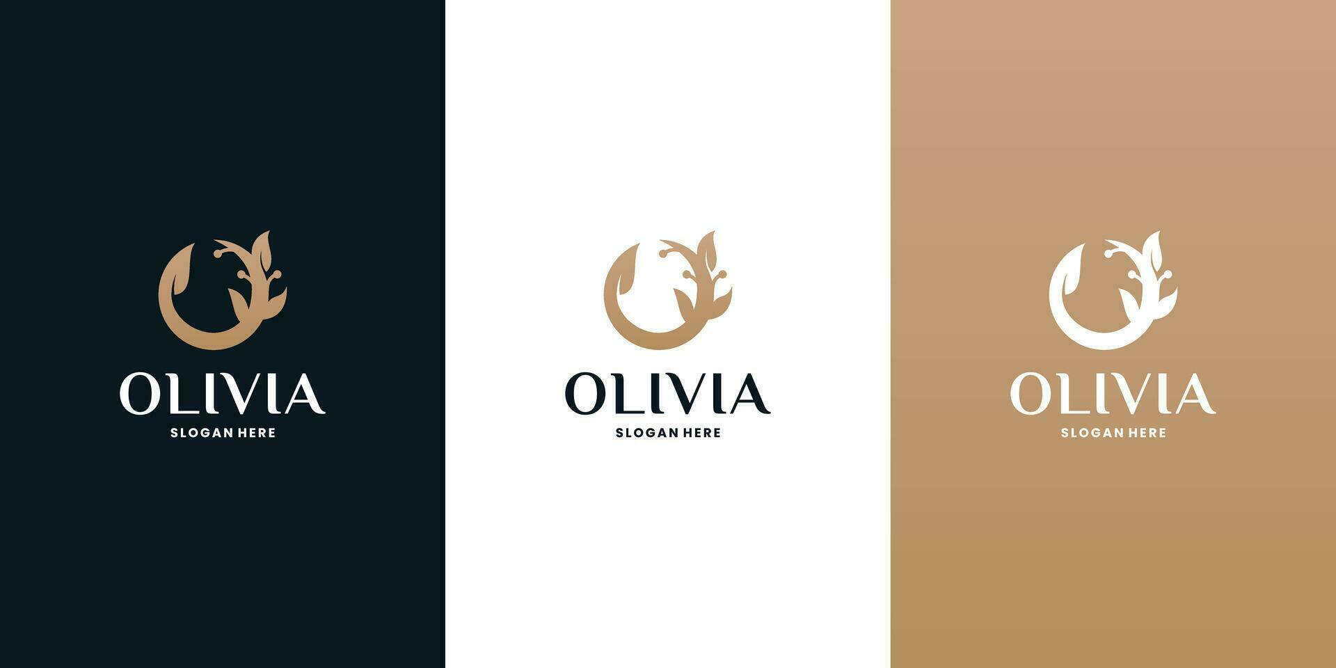 Olivia, Olive Öl Logo Design zum kosmetisch und Schönheit Pflege vektor