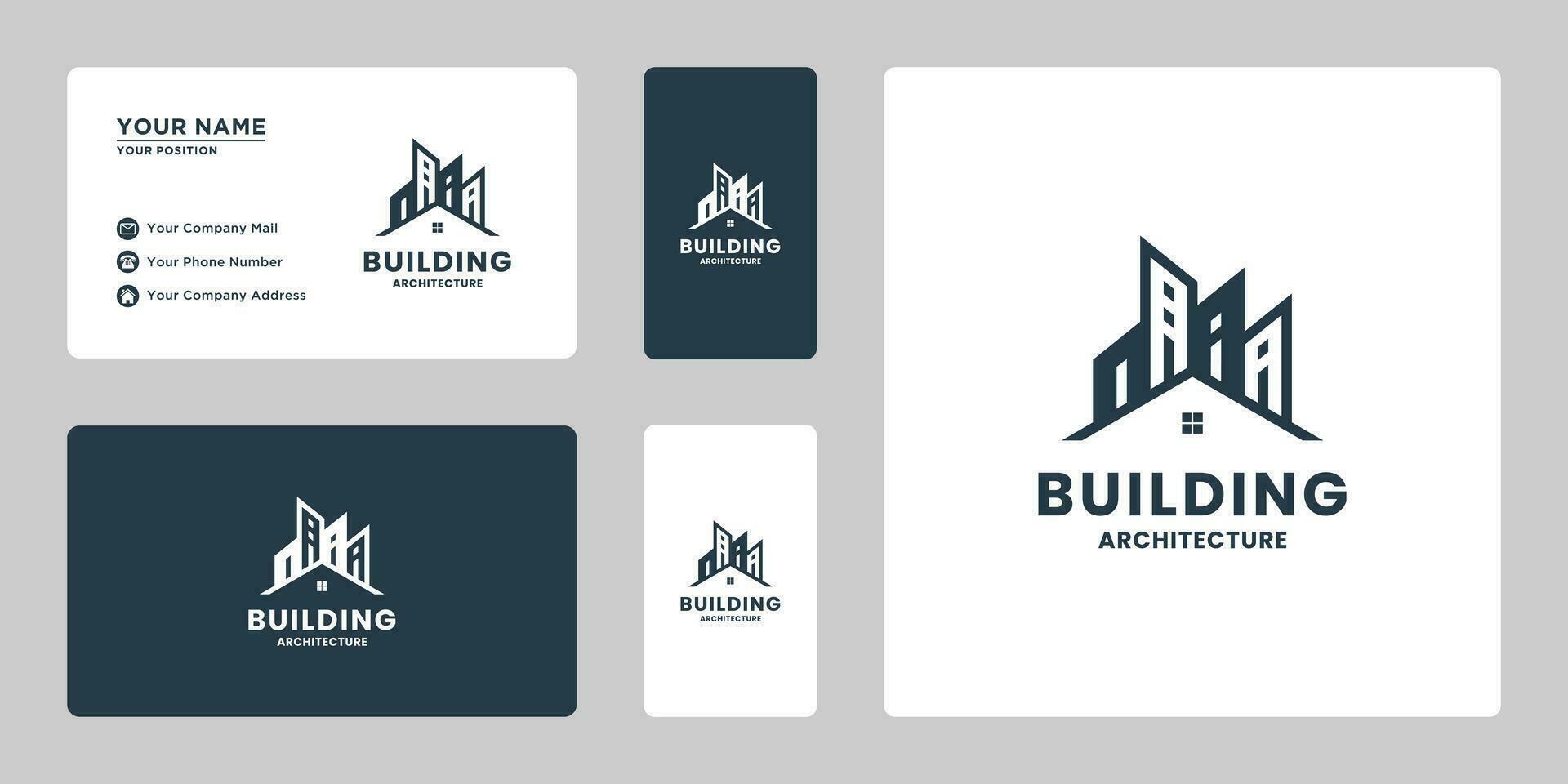 echt Nachlass Gebäude Logo Design. Haus und Stadt kombinieren. vektor