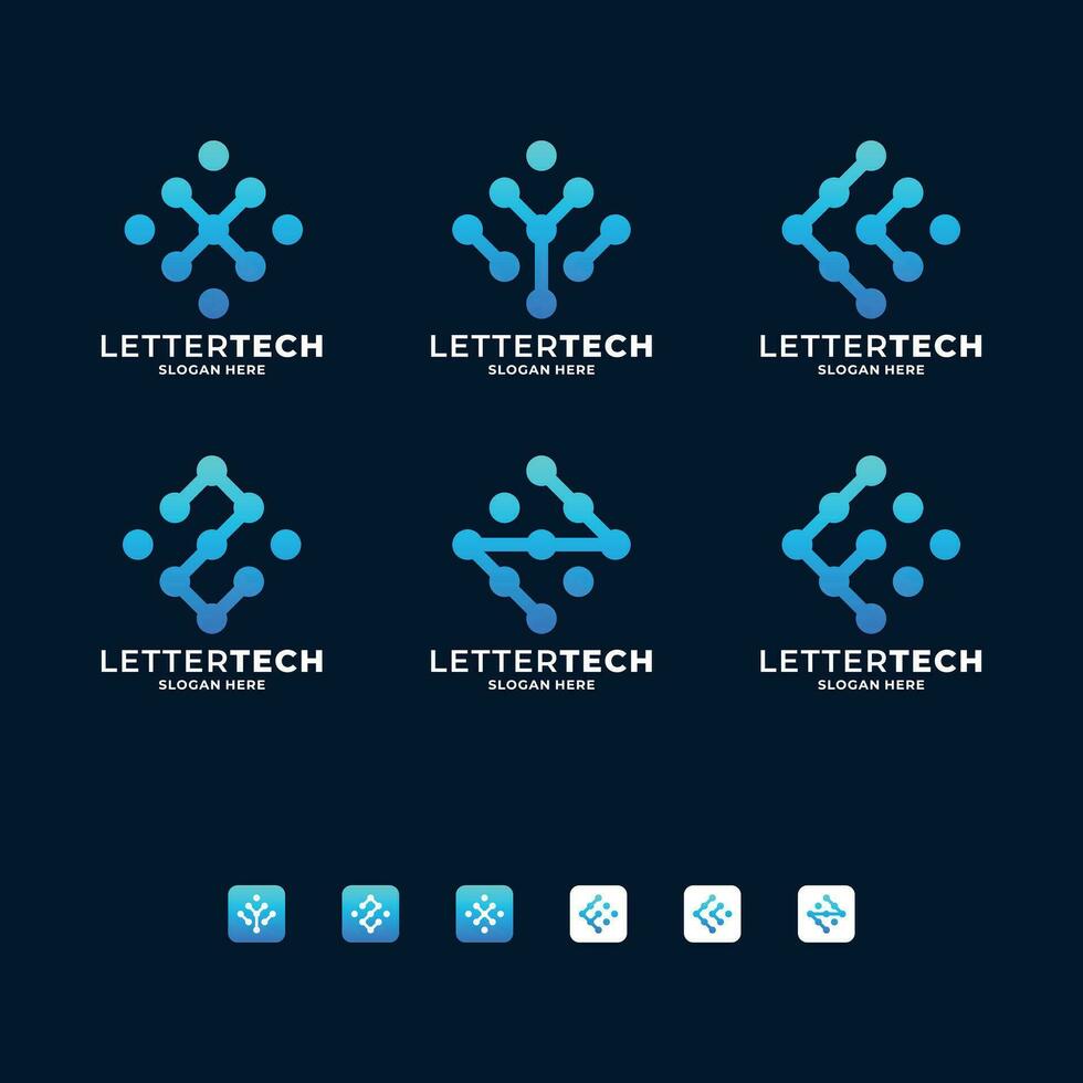 Initialen Brief Technologie Logo Design Sammlung vektor