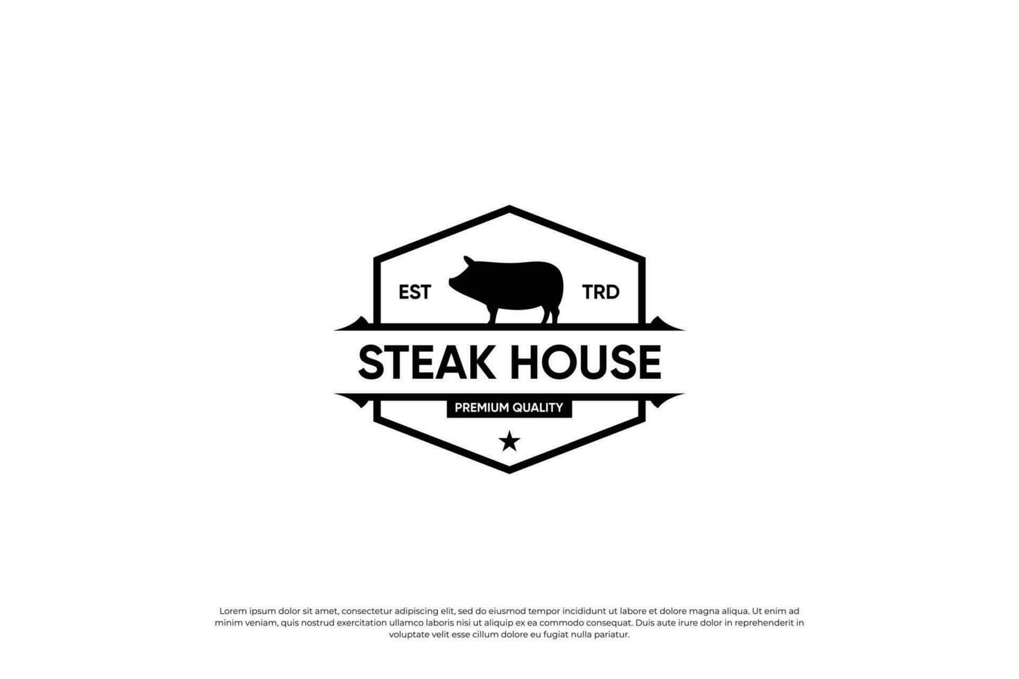 biff hus logotyp. grill restaurang märka. årgång stil design. vektor