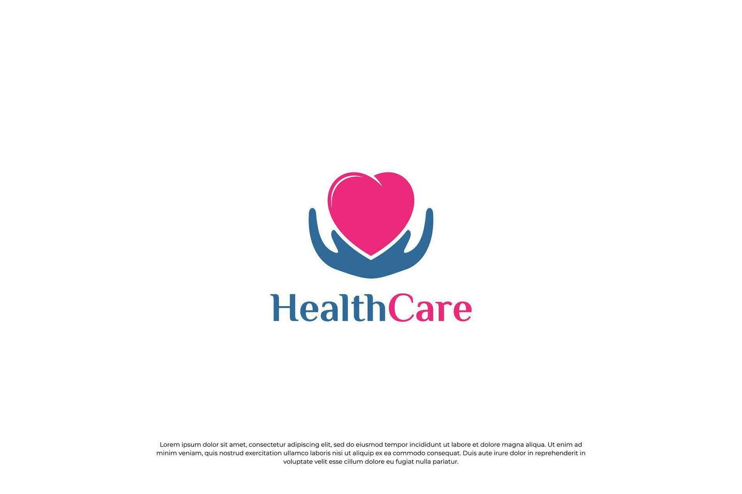 kreativ sjukvård logotyp design. kärlek med hand kombination logotyp begrepp. vektor