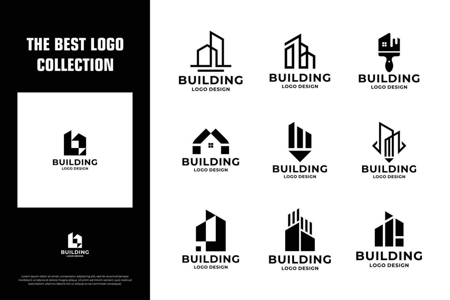 samling av byggnad konstruktion logotyp design inspiration. vektor