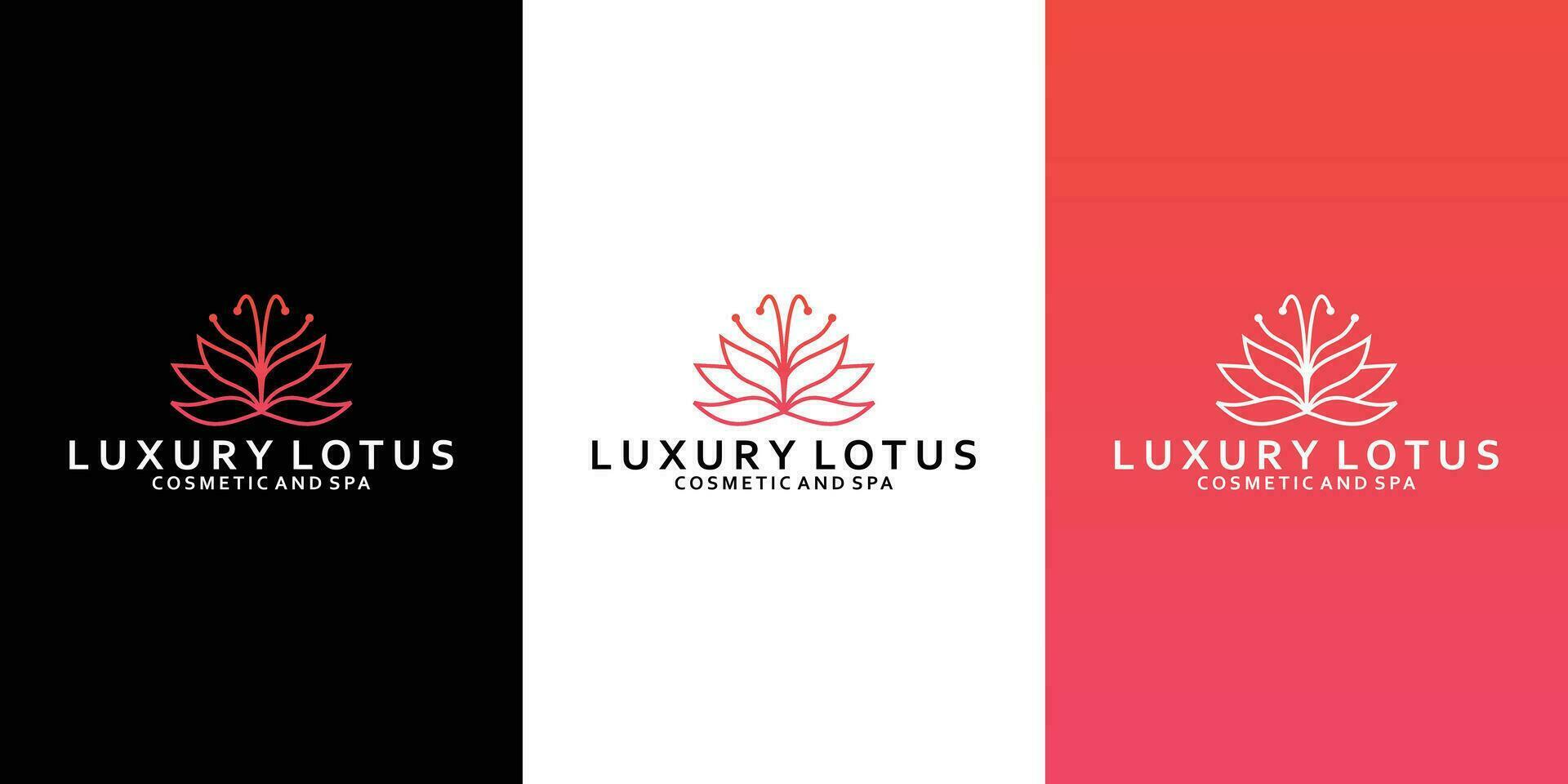 lyxig lotus logotyp design för din företag salong, spa, yoga vektor