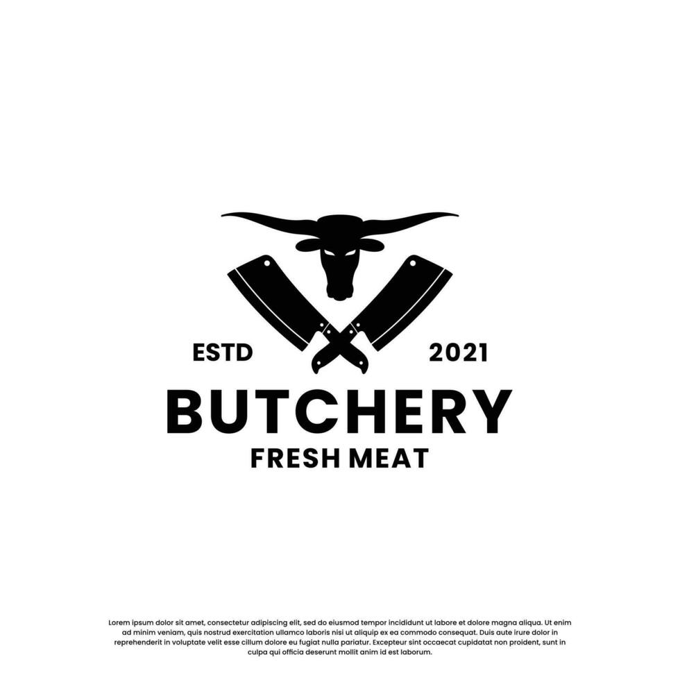 Metzgerei Logo Design. Metzger Fleisch Logo Jahrgang vektor