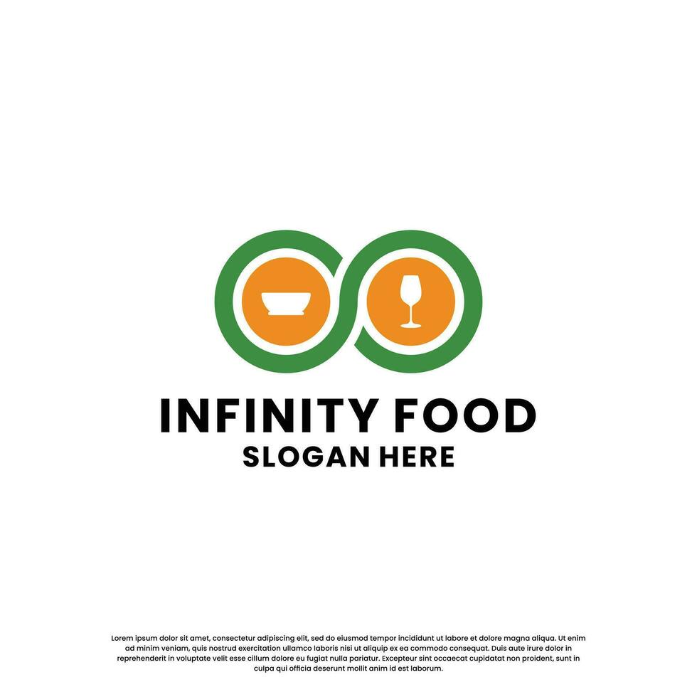 Unendlichkeit Essen Logo Design zum Restaurant Geschäft Unternehmen vektor