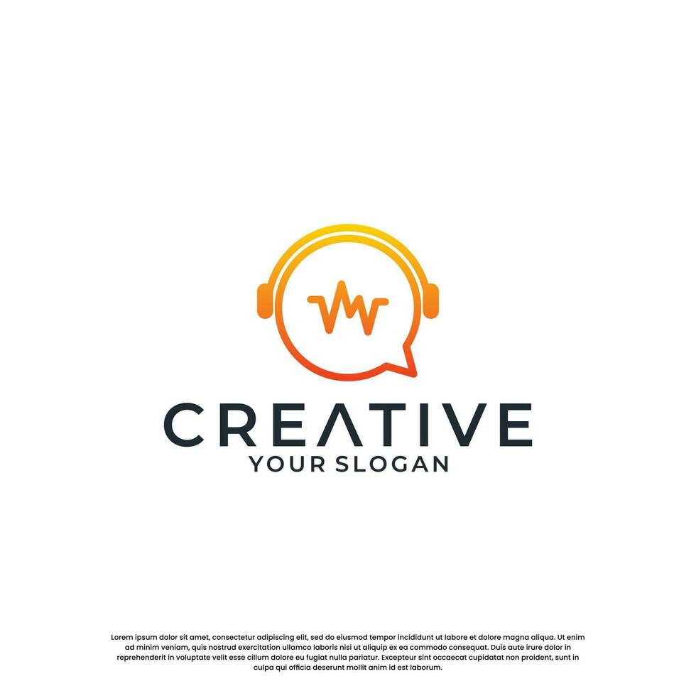 modern musik chatt logotyp design kreativ. bubbla chatt med puls musik kombination vektor