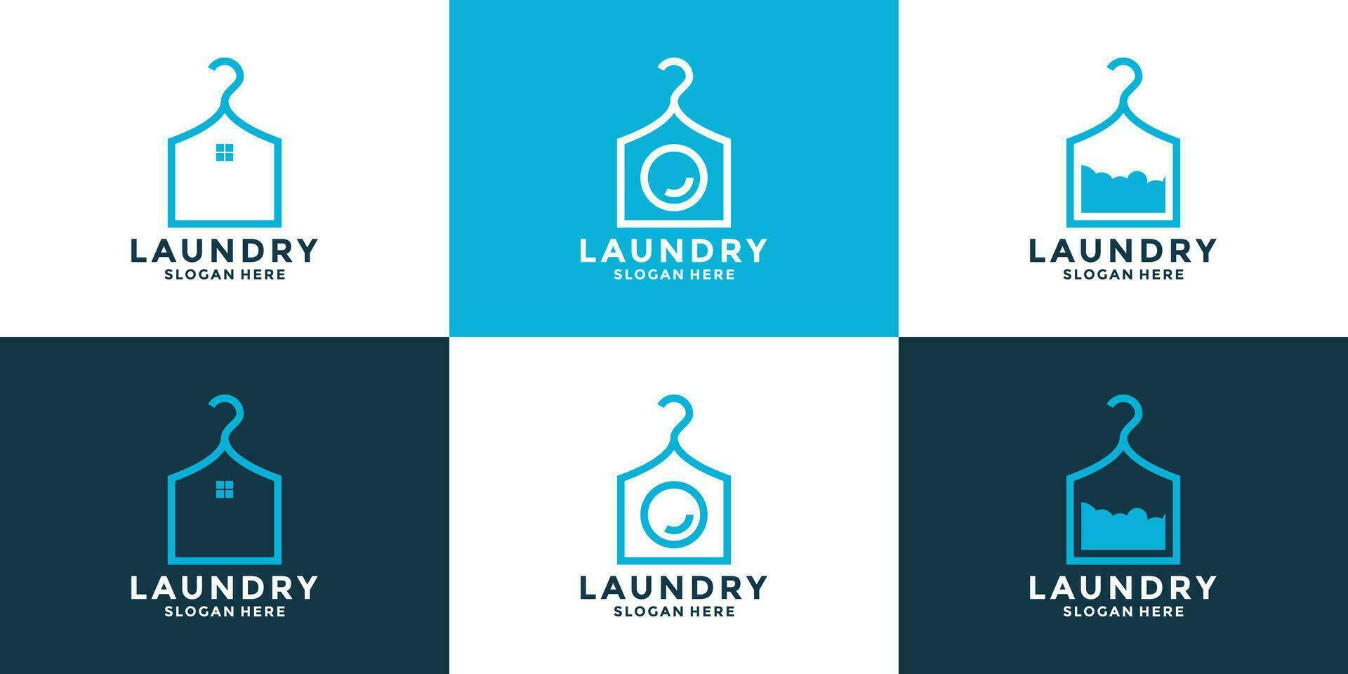 uppsättning av rena tvätt logotyp design begrepp med kreativ kombination vektor