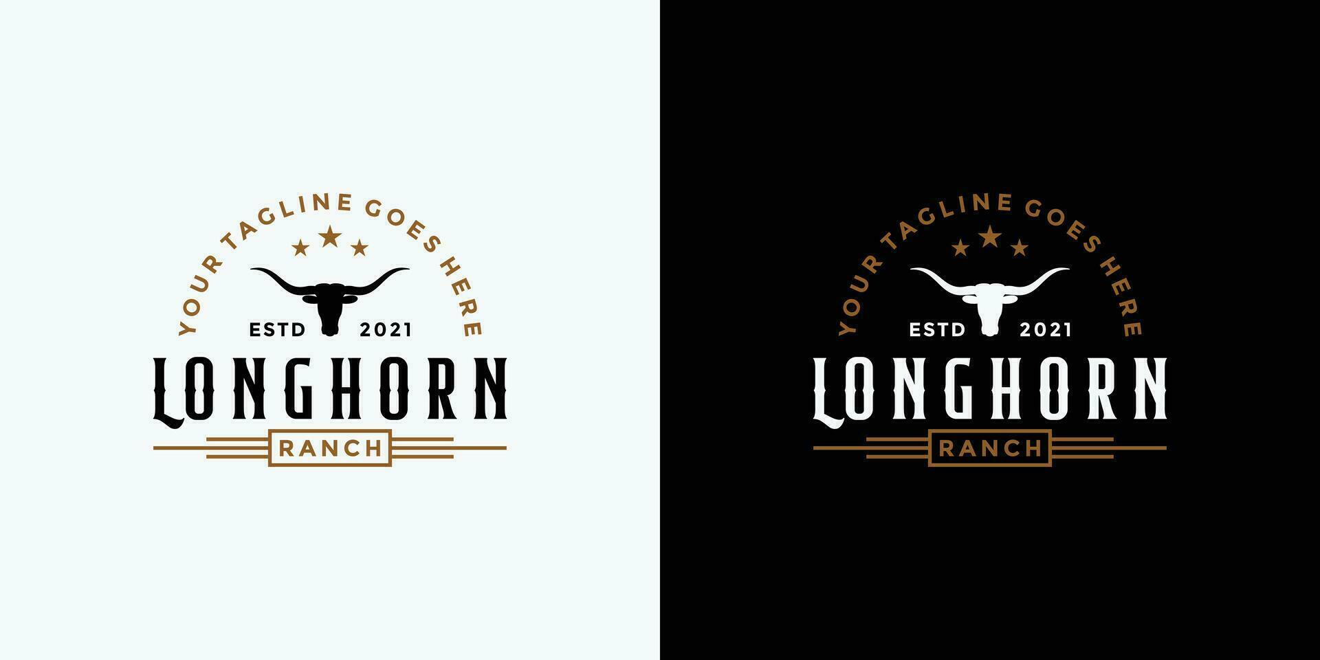 årgång longhorn buffel, ko, tjur logotyp design för din företag ranch vektor