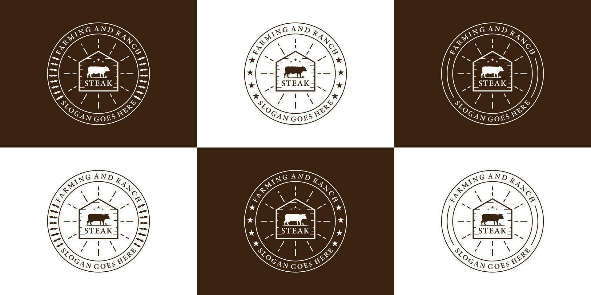 einstellen von retro Abzeichen Steak Haus Logo Design zum Restaurant und Ranch vektor
