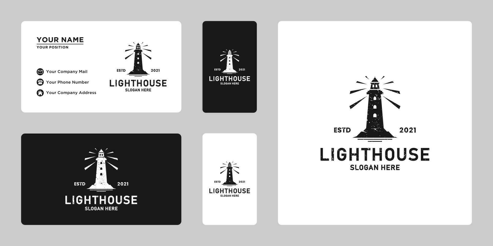 Leuchtturm, Leuchtfeuer Logo Design Jahrgang Vorlage vektor