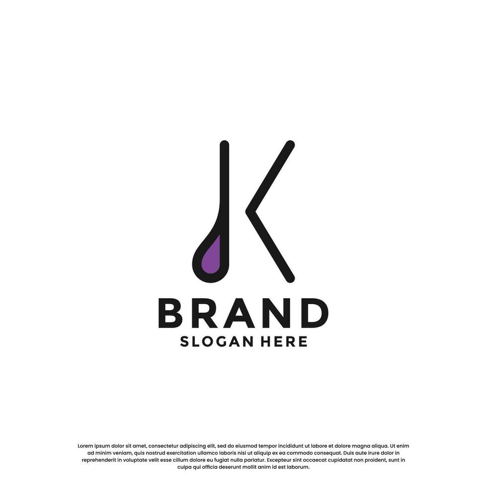 brev k med släppa kombination logotyp design inspiration vektor