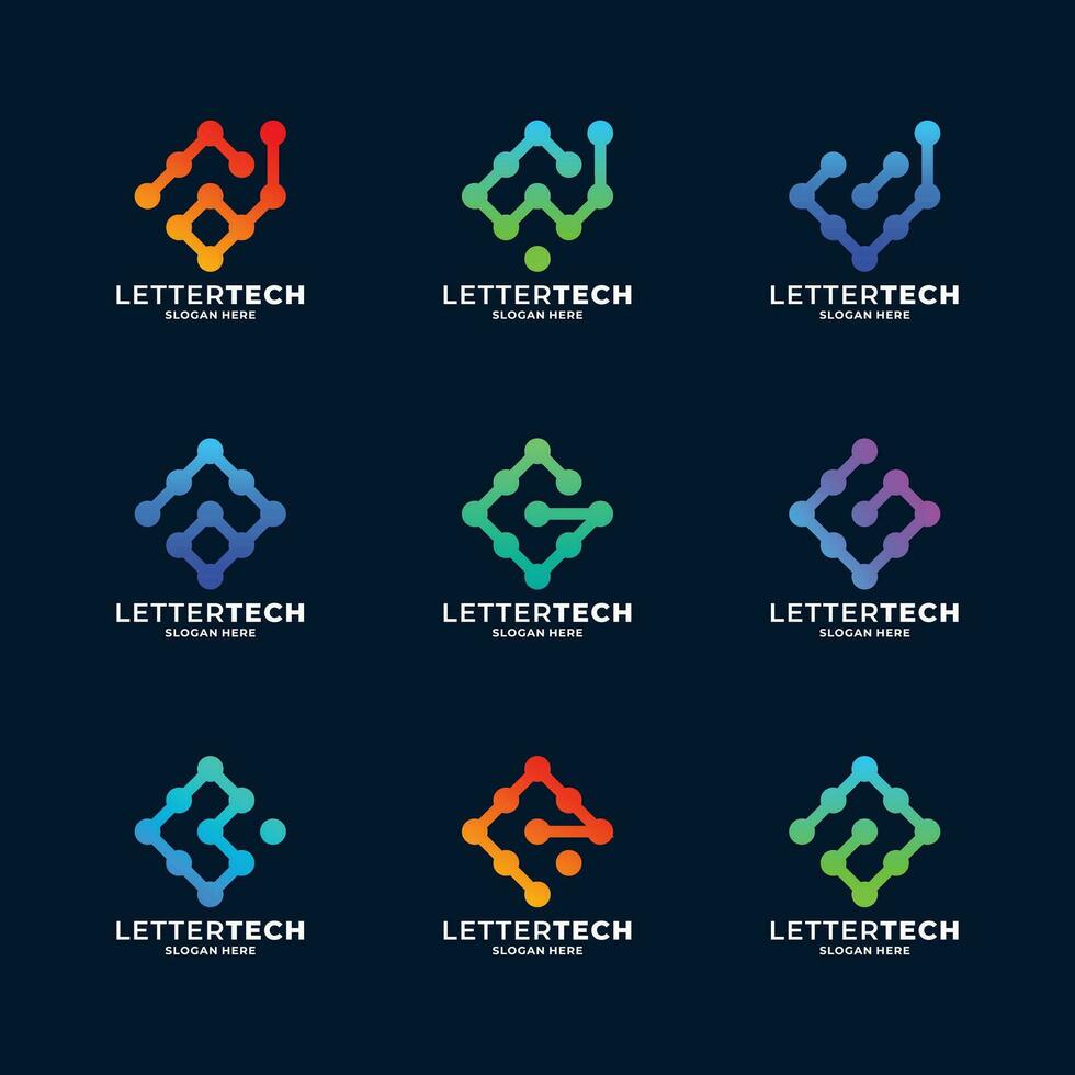 Sammlungen von Brief Technologie Logo Design. vektor