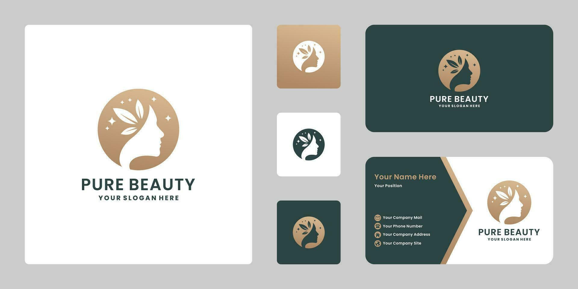 Luxus Natur Schönheit Logo Design. Frau Traum Logo zum kosmetisch mit Geschäft Karte vektor