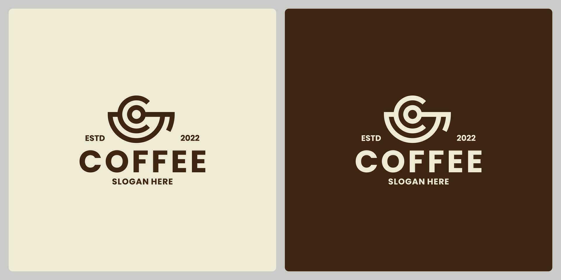 kaffe kopp med brev c logotyp design retro stil vektor