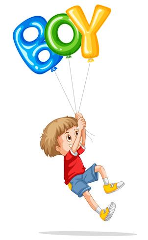 Liten pojke som håller ballonger till pojke vektor