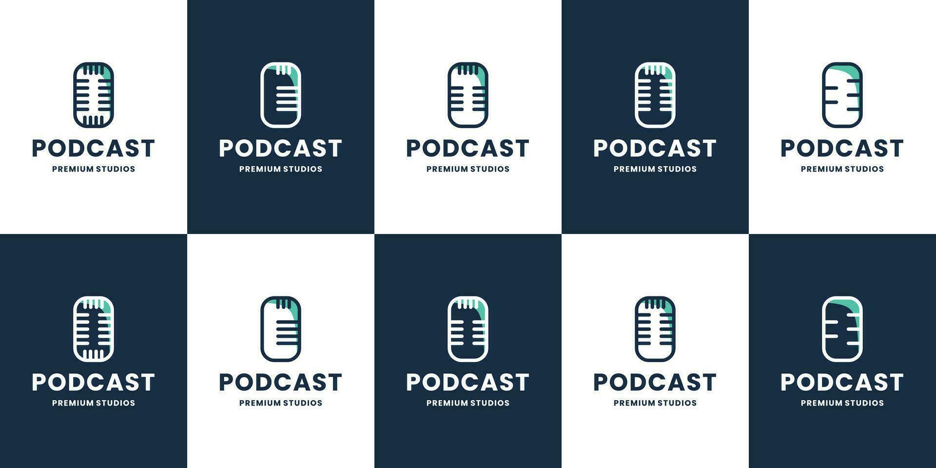 Podcast Logo Design Sammlung, Vektor Studio Aufzeichnung