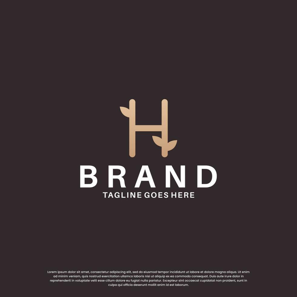 Schönheit Brief h Logo Design kombinieren mit Blatt vektor