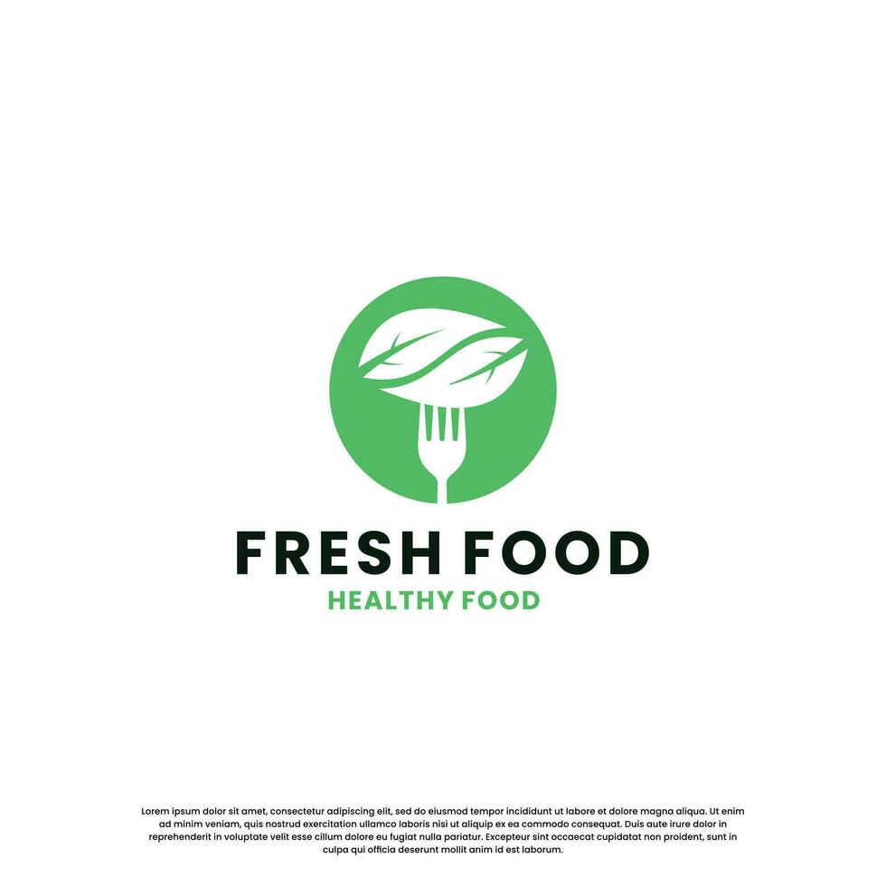 frisch Essen Logo Design. gesund Essen Logo zum Geschäft Restaurant vektor