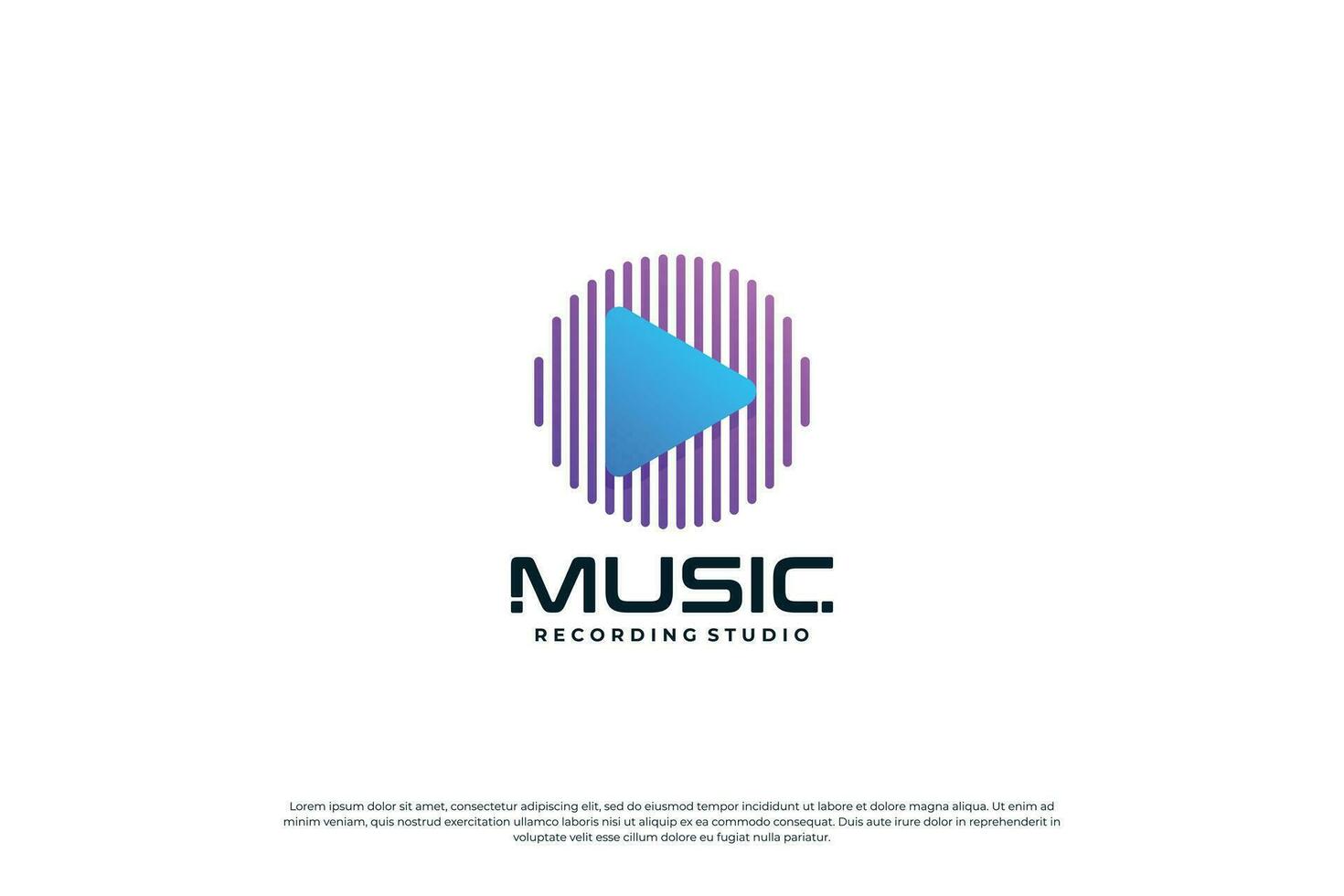 Musik- Spieler Logo Design. Musik- mit Symbol abspielen Logo Konzept. vektor