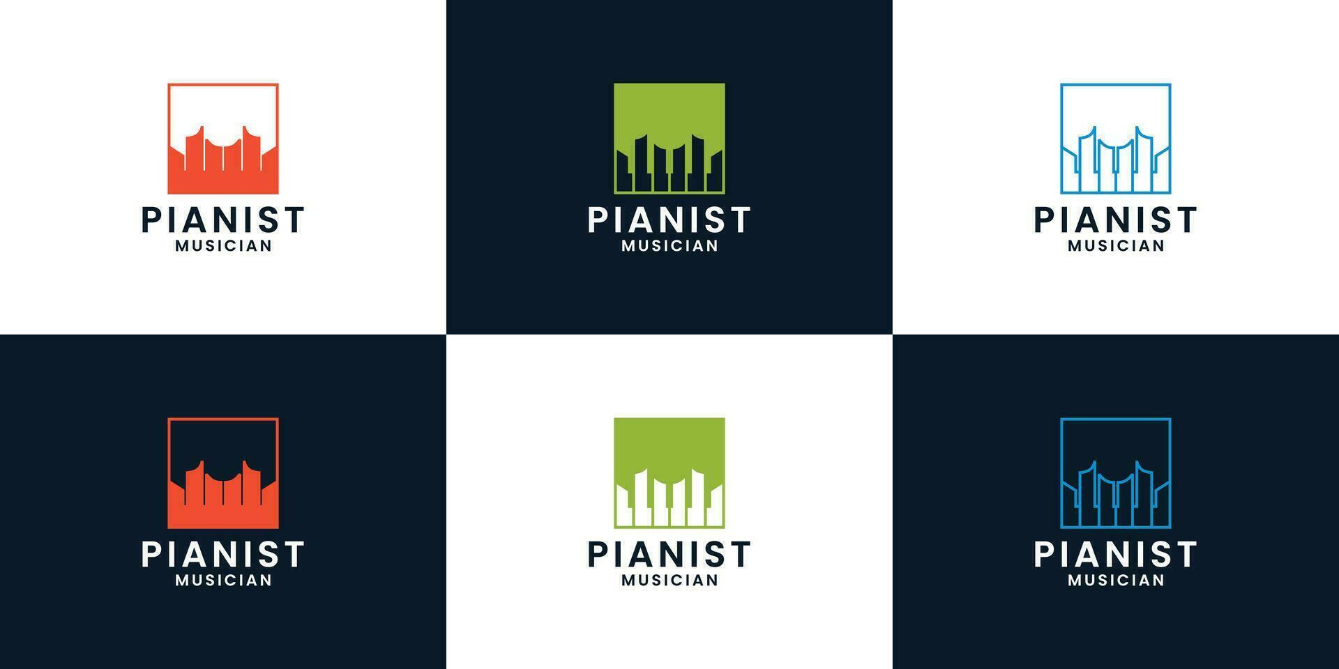 einstellen von Klavier, Pianist Logo Design Vektor