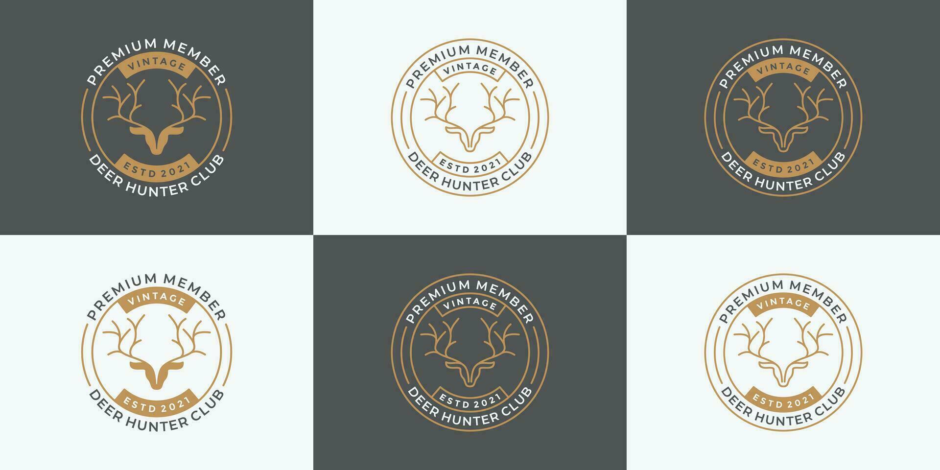 bündeln Abzeichen Hirsch Jäger Logo Design retro Stil vektor