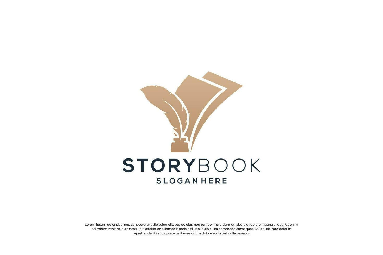 gyllene bok berättelse logotyp design inspiration vektor