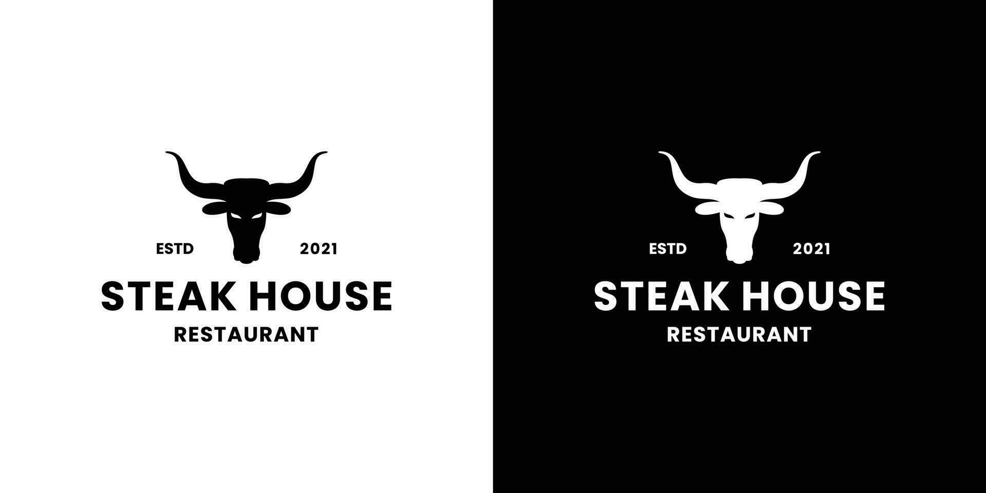 Steak Haus Logo Design Jahrgang zum Restaurant und Ranch vektor