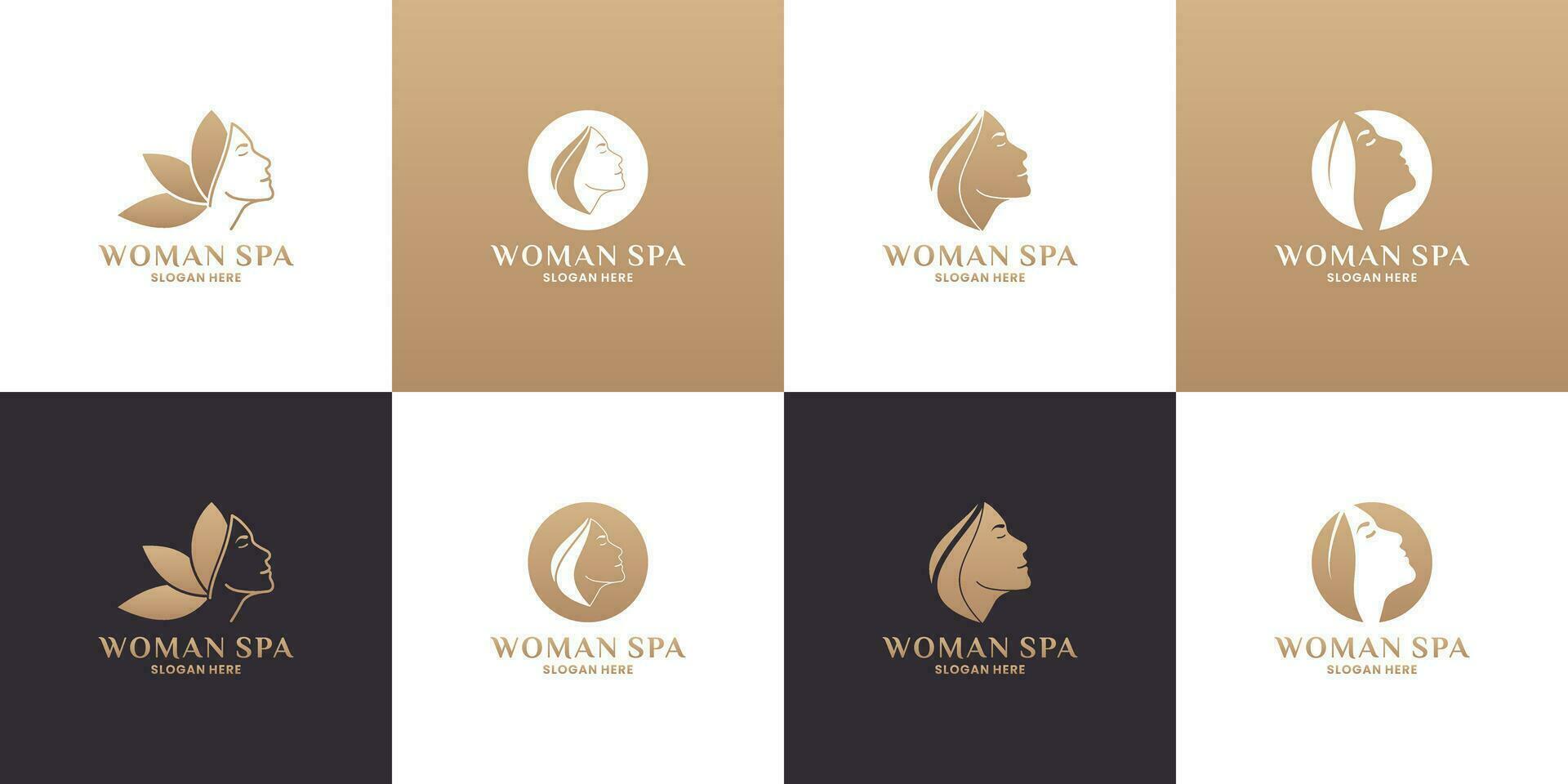 Luxus Frau Spa mit golden Farbe Logo Design Sammlungen vektor