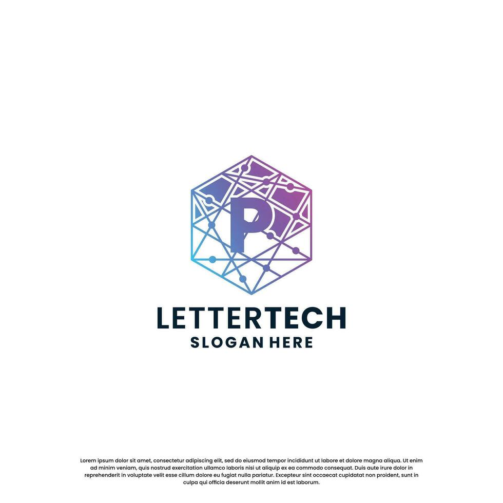 Geschäft Brief p Logo Design zum Technologie, Labor, Wissenschaft, Computing Unternehmen vektor