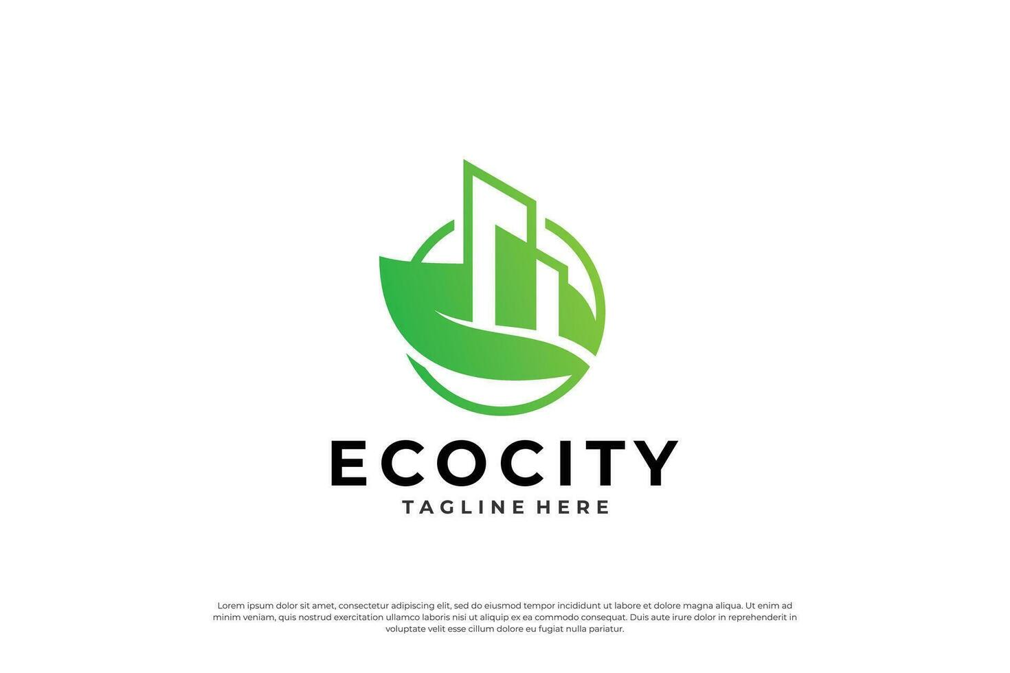grön stad logotyp design. symbol ikon för bostads, lägenhet och stad. vektor