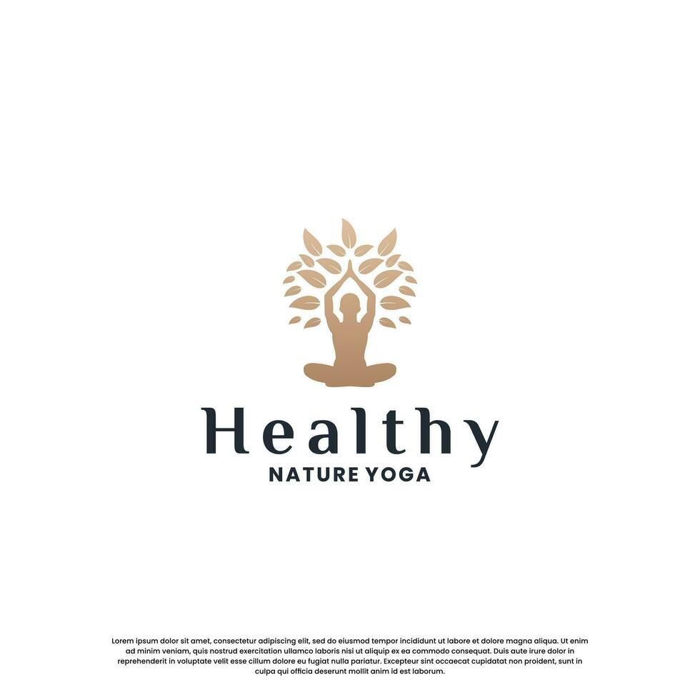 yoga logotyp design för mänsklig friska. lyx yoga logotyp inspiration. vektor