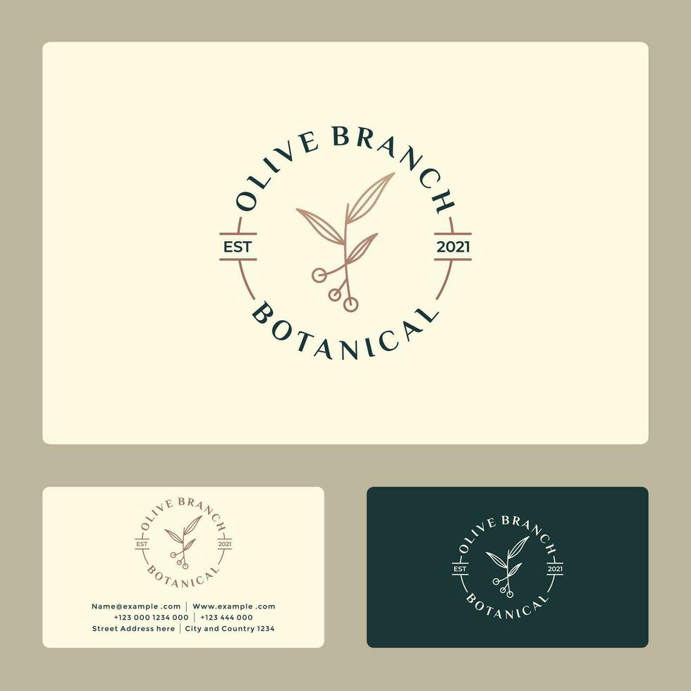 kreativ årgång oliv gren logotyp design för din företag spa, mode, kosmetisk, och hälsa vektor
