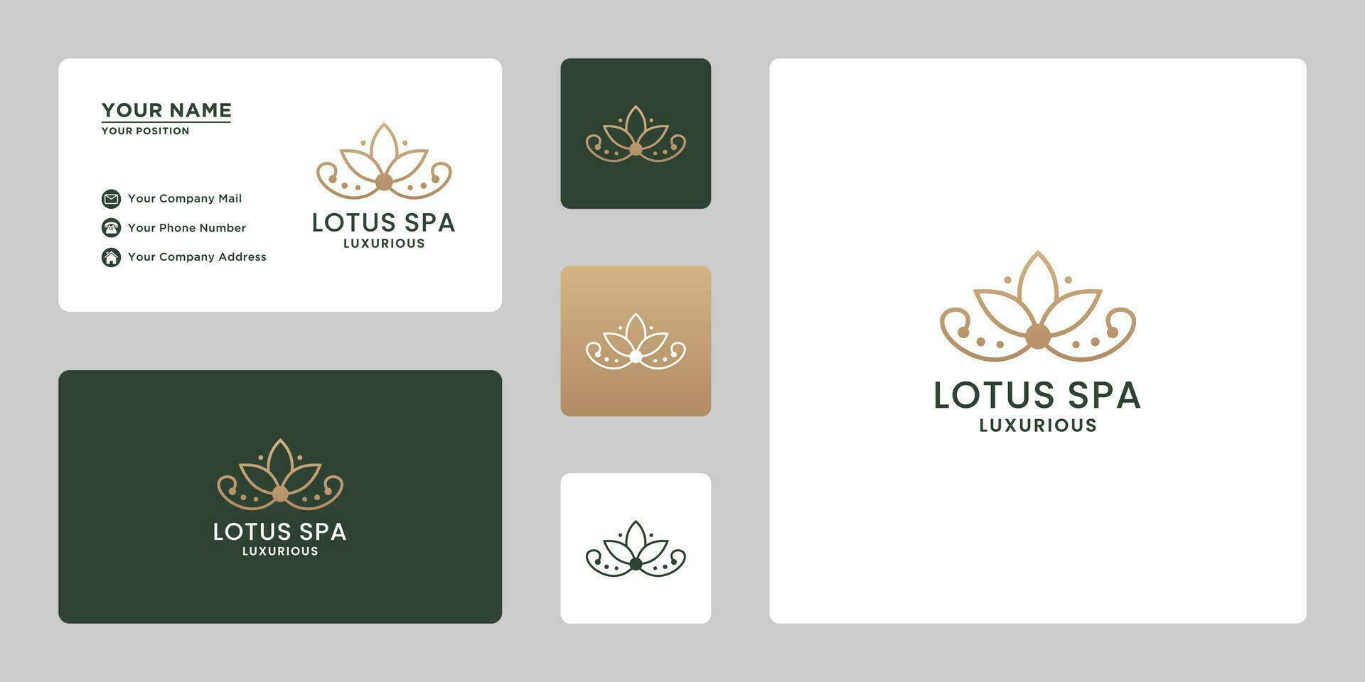 Luxus Blume Lotus Logo Design, feminin Blume mit golden Farbe Logo Vorlage vektor