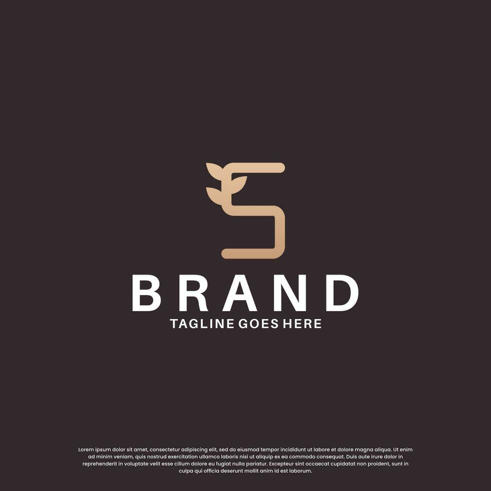 Schönheit Brief s Logo Design kombinieren mit Blatt vektor