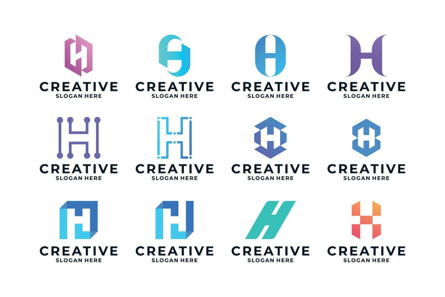 kreativ Brief h Logo Design Sammlung. vektor