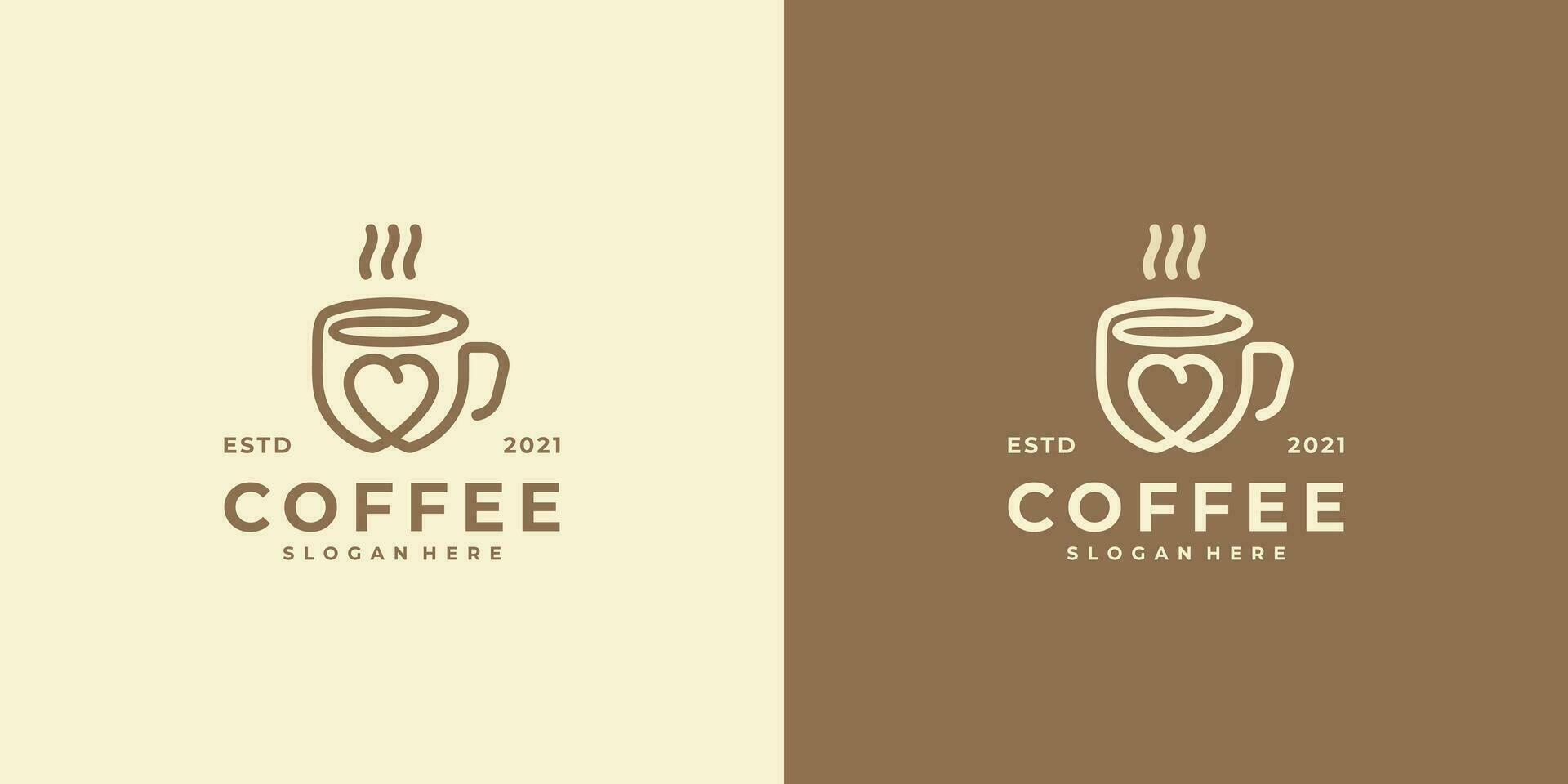 Kaffee Liebhaber Logo mit Linie Kunst Stil vektor