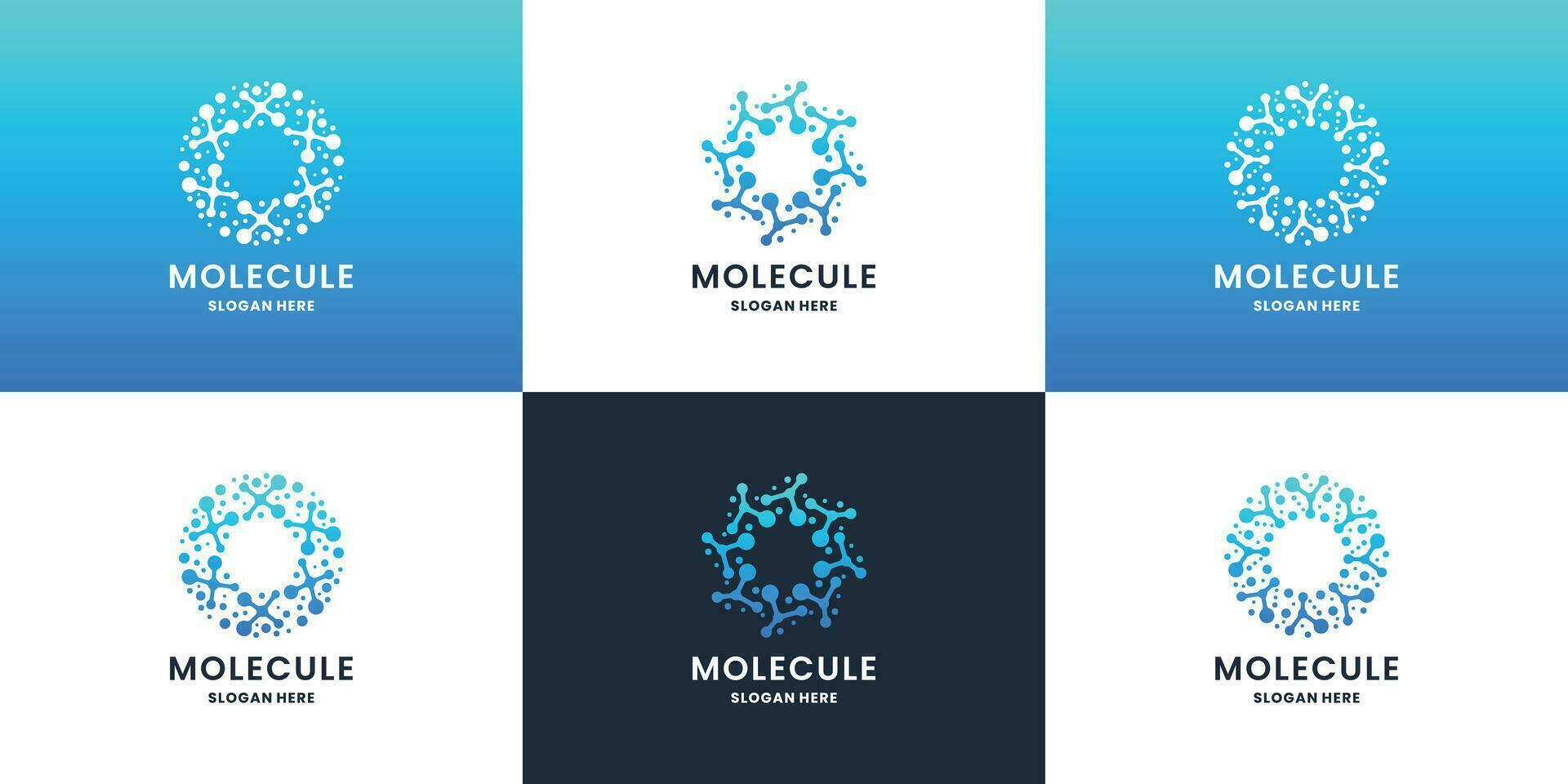 abstrakt molekyl med cirkel form logotyp design samling vektor