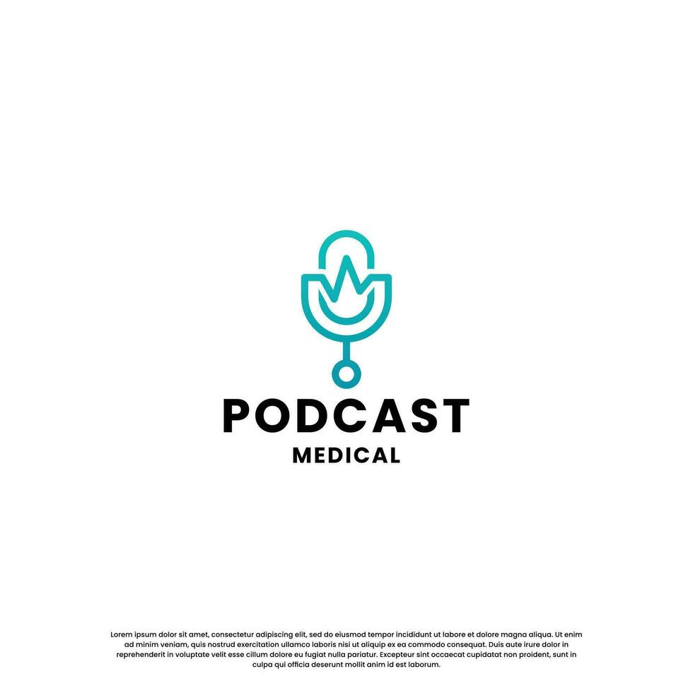 podcast medicinsk, läkning diskussion logotyp design mall vektor