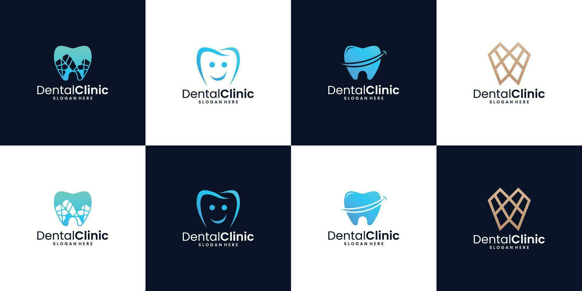 einstellen von Dental Klinik Logo mit Zahn gestalten Logo Design Vorlage Sammlung. vektor