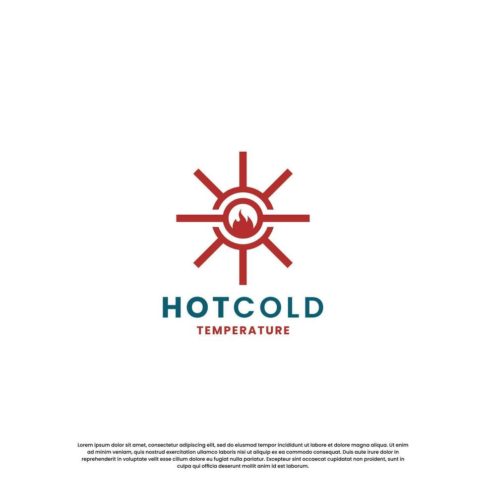 varm och kall logotyp design för temperatur. snö och flamma ikon kombination vektor