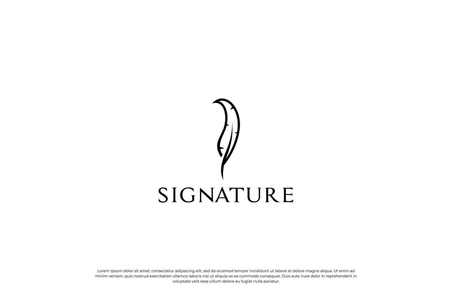 fjäder penna gåspenna signatur logotyp design. vektor