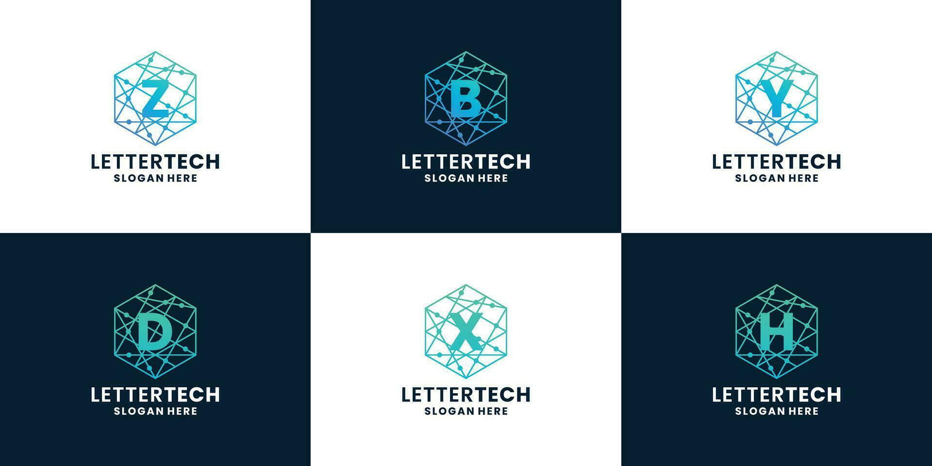 initialer teknologi logotyp samlingar. brev en till z kombinera med teknologi stil vektor