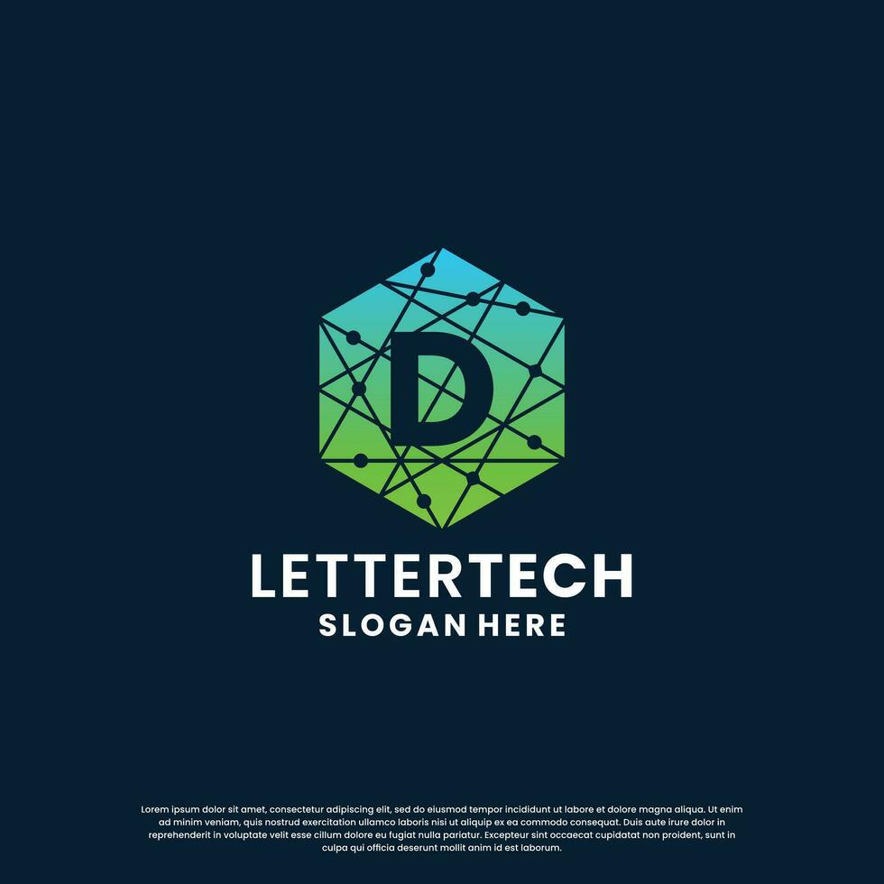 modern brev d teknologi logotyp design med lutning Färg vektor